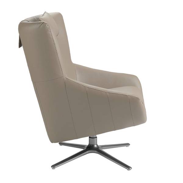 Drehbarer Sessel 5044 Grau - Strukturstoff - Flachgewebe - Kunstleder - Edelstahl - 76 x 100 x 90 cm
