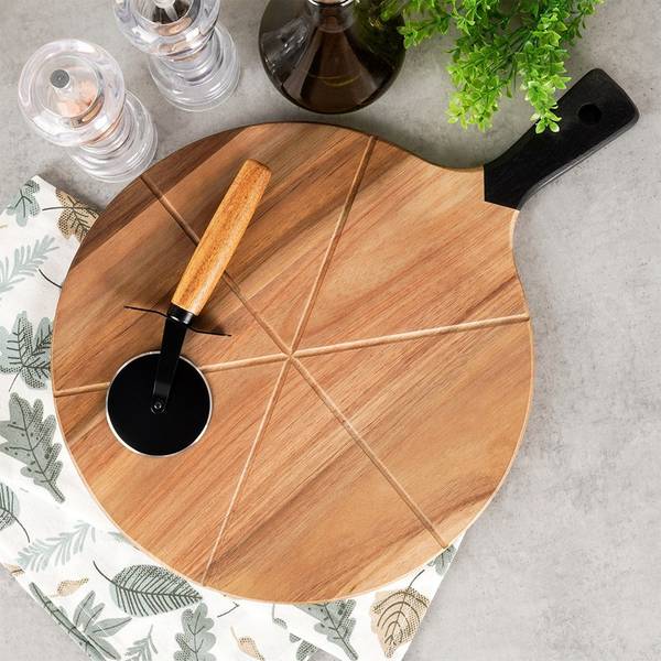 Pizzabrett 2-tlg. Set 279909 Braun - Massivholz - 30 x 2 x 43 cm