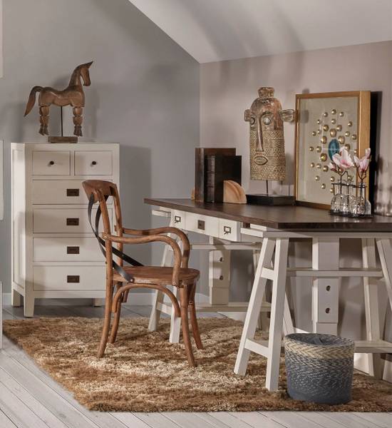 KOMMODE AUS WEISSEM HOLZ H  110 cm Weiß - Holz teilmassiv - 60 x 110 x 45 cm