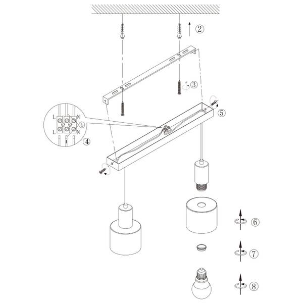Suspension Lanz Noir - Métal - 30 x 174 x 30 cm