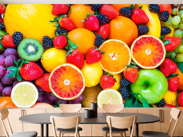 Fototapete Citrus Früchte Orangen Kiwi 100 x 70 x 70 cm