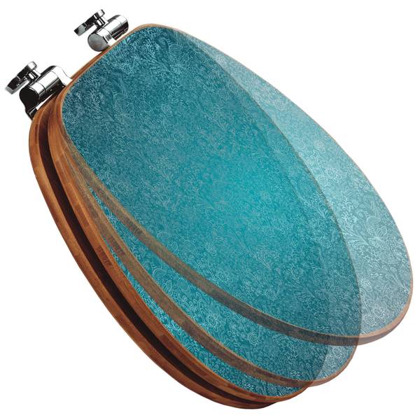 WC-Sitz mit Absenkautomatik Mandala Land Blau - Bambus - Holzwerkstoff - 38 x 5 x 49 cm