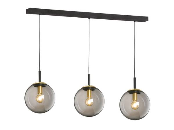 VARUS Pendelleuchte 3-flammig Mit Rauchfarbenen Glaskugeln – Chrom, Ø 51 Cm, Pendellänge 120 Cm, Für E27 Leuchtmittel
