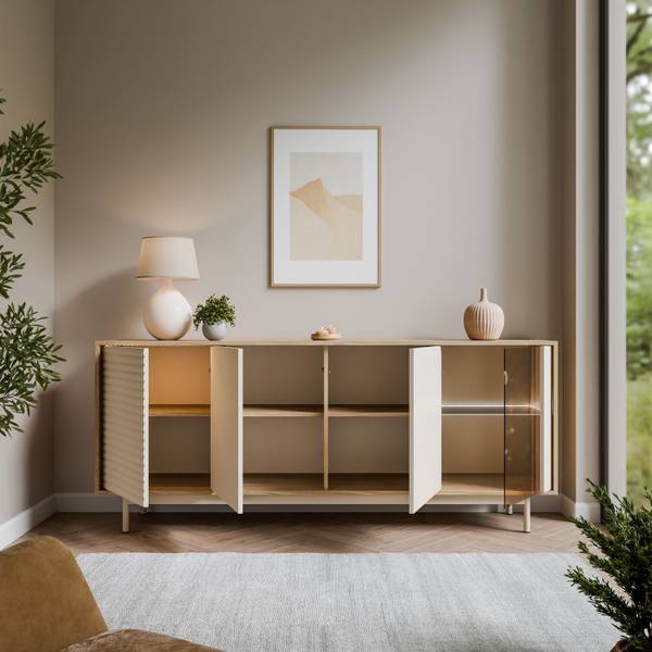 Commode FLORENCE beige - plaatmateriaal op houtbasis - 184 x 77 x 40 cm
