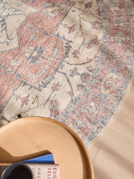 Tapis Lorenzo Rouge - Blanc - Polyester - 240 x 1 x 240 cm