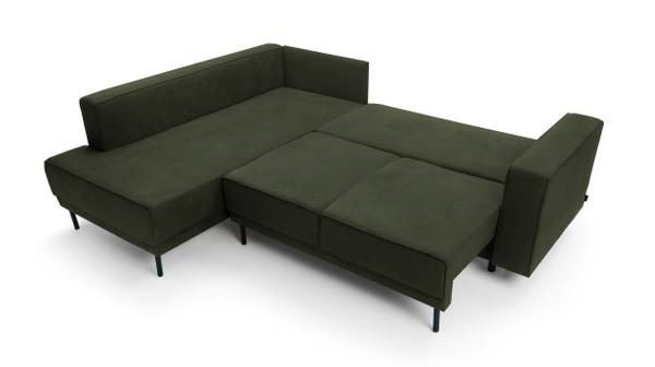 Ecksofa RODARIO Dunkelgrün - Massivholz - Holz teilmassiv