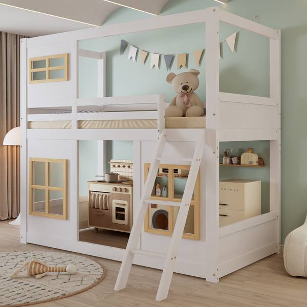 Stockbett K-940 Weiß - Massivholz - 90 x 185 x 200 cm