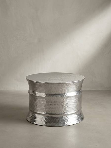 Couchtisch ENNS mit Ringprofil Silber - Aluminium - 62 x 41 x 62 cm