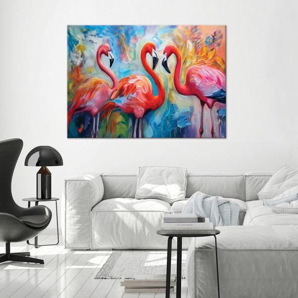 Wandbild flamingos vögel tiere 90 x 60 cm