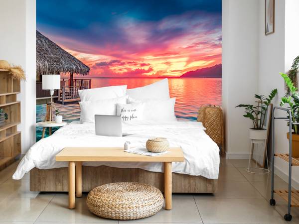 Fotobehang Oceaan Hut 450 x 315 x 315 cm