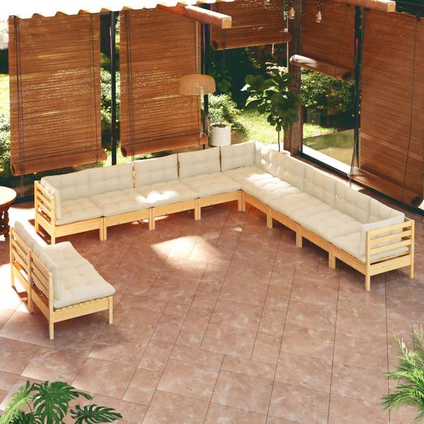 Salon de jardin  3012505 (lot de 11) Marron - Blanc - Polyester - Pin - 64 x 63 x 64 cm