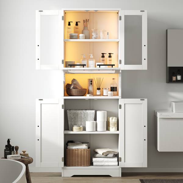 Vitrine Aphrodite Ⅱ wit - plaatmateriaal op houtbasis - glas - 30 x 170 x 60 cm
