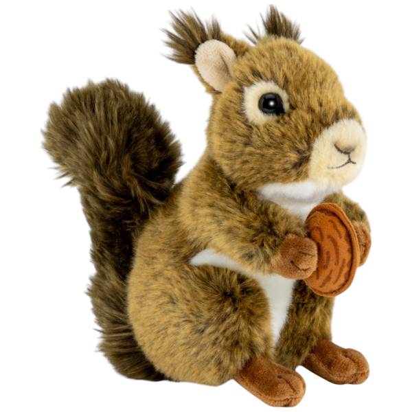 Kuscheltier Eichhörnchen mit Nuß Braun - Kunstfell - 9 x 17 x 17 cm