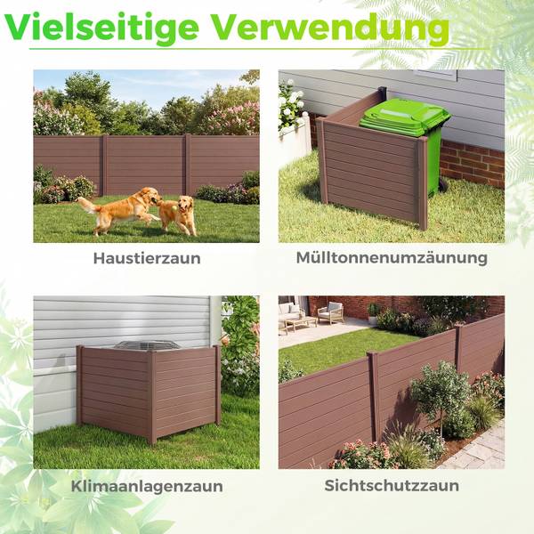 Gartenzaun ZB35489NZ 2-tlg. Braun - Kunststoff - 7 x 95 x 122 cm