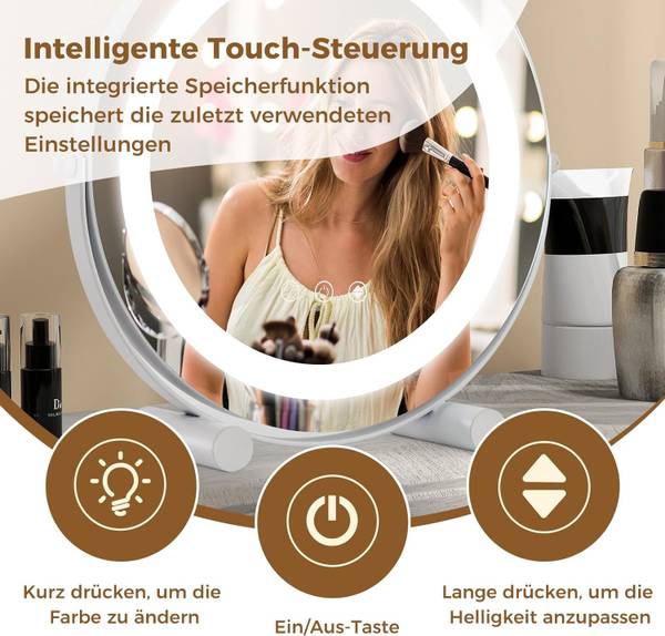 Kosmetikspiegel TG32835PQ-IT Weiß - Glas - 10 x 31 x 33 cm