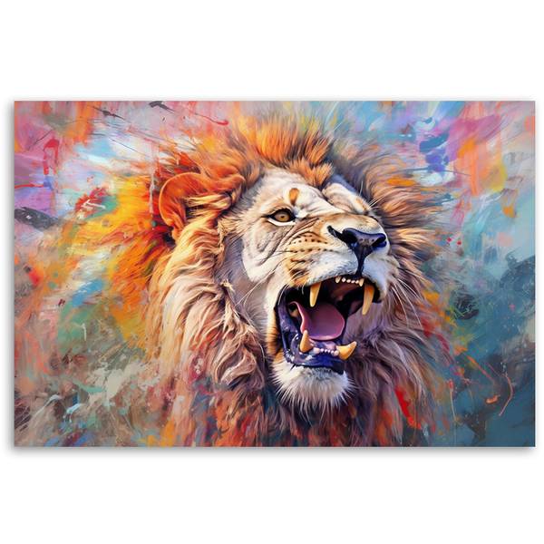 Wandbild gefährlicher löwe abstraktion 60 x 40 cm
