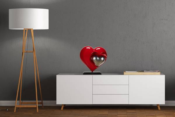 Skulptur Liebe Jec Rot - Silber - Kunststein - Kunststoff - 47 x 44 x 20 cm