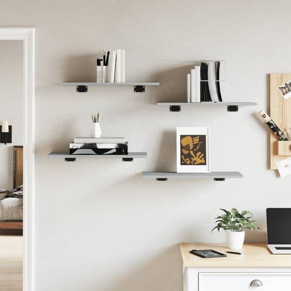 Wandregal 3016495-8 (4er Set) Hellgrau - Breite: 30 cm