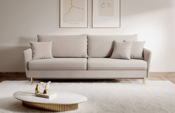 3-Sitzer Sofa VOLIO Grau - Samt - 221 x 90 x 100 cm
