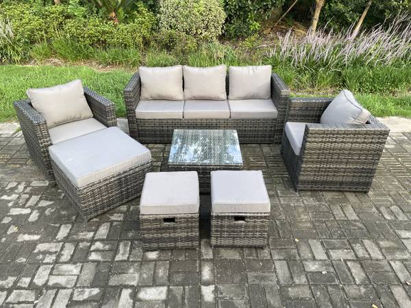 Loungegruppe C(7er-Set) Grau - Webstoff - 177 x 66 x 65 cm