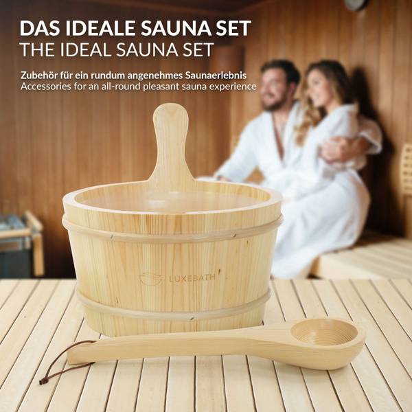 Saunazubehör-Set VAPOR 2-tlg. Braun - Massivholz - 27 x 26 x 27 cm
