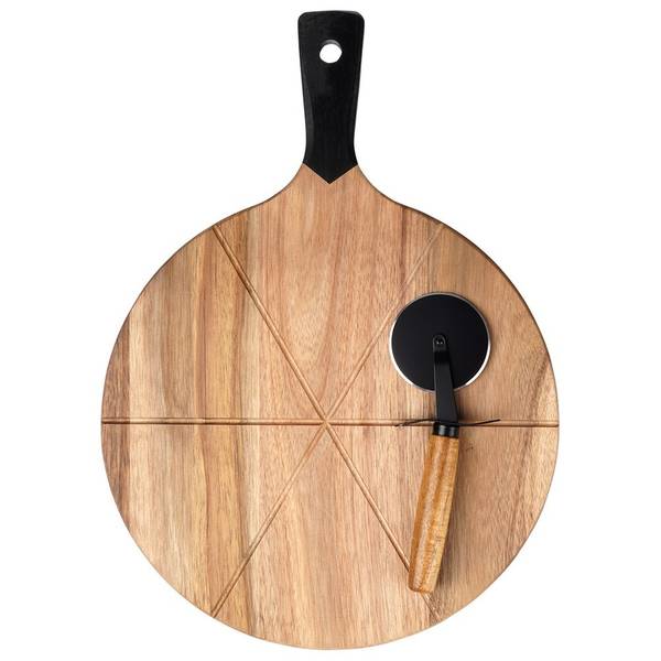 Pizzabrett 2-tlg. Set 279909 Braun - Massivholz - 30 x 2 x 43 cm