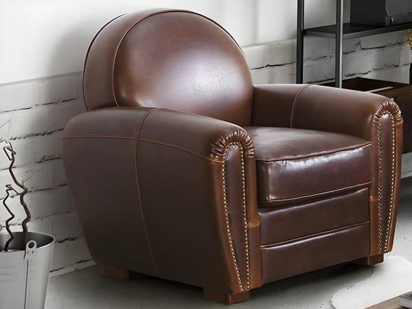 Ensemble canapé fauteuil BAUDOIN Marron - Cuir véritable - 84 x 85 x 150 cm