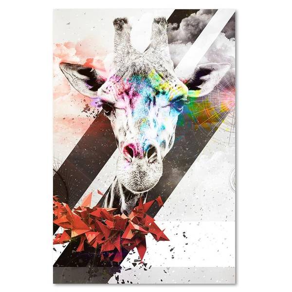 Wandbild abstrakte giraffe und formen 40 x 60 cm