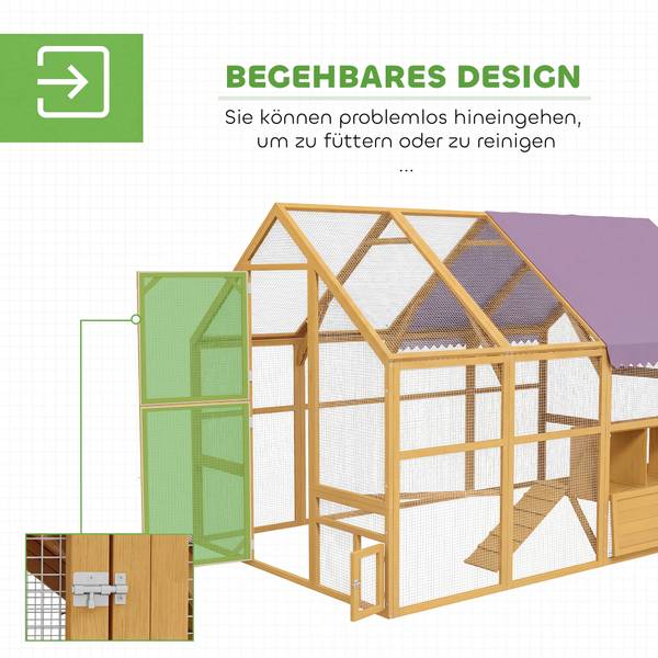 Kippenhok D51-407V00YL geel - massief hout - 186 x 188 x 280 cm