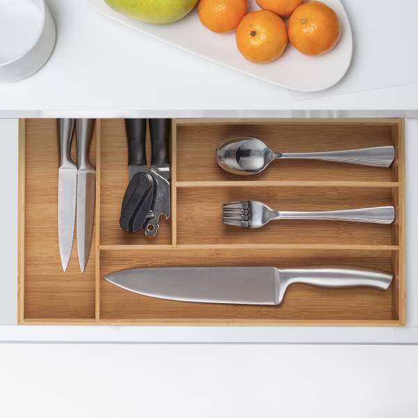 Range-couvert bambou 6 compartiments Marron - Bambou - Bois manufacturé - 31 x 5 x 43 cm