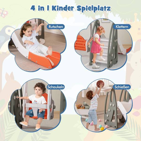 Kinderschommel FE32372ADNL oranje - kunststof - 150 x 98 x 182 cm