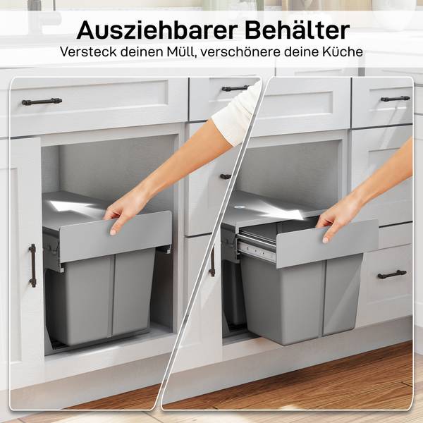 Abfallbehälter 851-075V01LG Grau - Kunststoff - 35 x 36 x 48 cm
