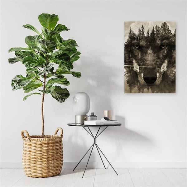 Wandbild wolf abstraktion sepia 70 x 100 cm