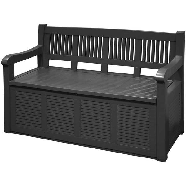 Gartenbox mit Sitz Schwarz - Kunststoff - 60 x 85 x 130 cm