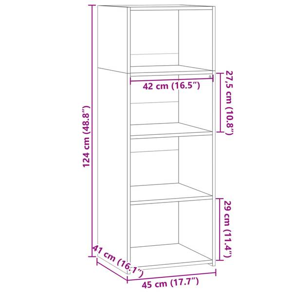 Highboard DE4740 Schwarz - Tiefe: 45 cm