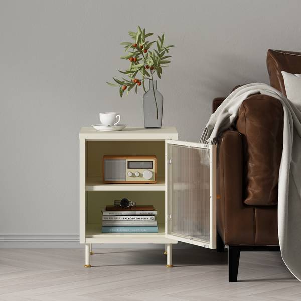 Beistellschrank Lindau Weiß - Stahl - 40 x 56 x 40 cm