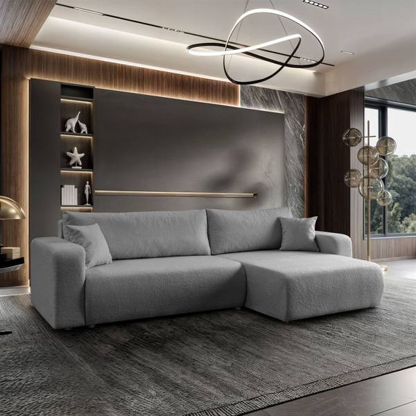 Ecksofa VESPO XL mit Schlaffunktion Grau - Polyester - 267 x 83 x 143 cm