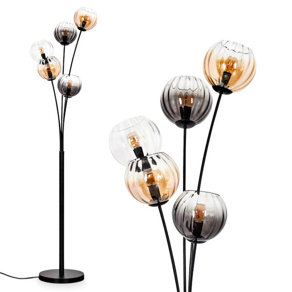 Stehlampe Cesaro Grau - Gelb - Metall - 35 x 55 x 98 cm