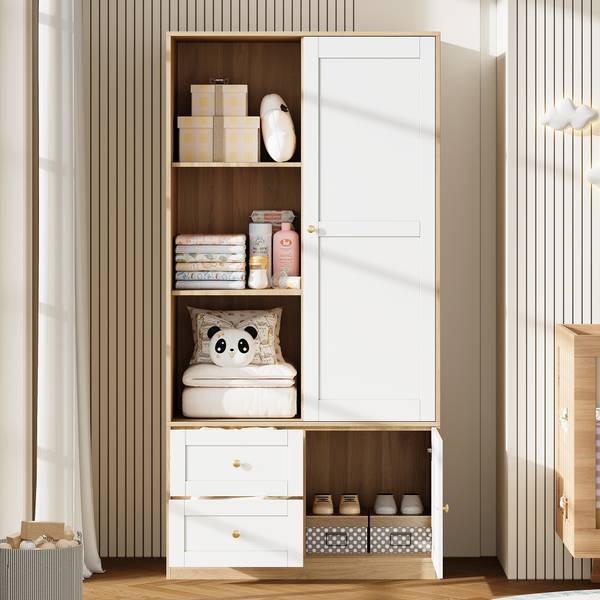 Kinderkleiderschrank NaturLucy Braun - Holzwerkstoff - 90 x 180 x 50 cm