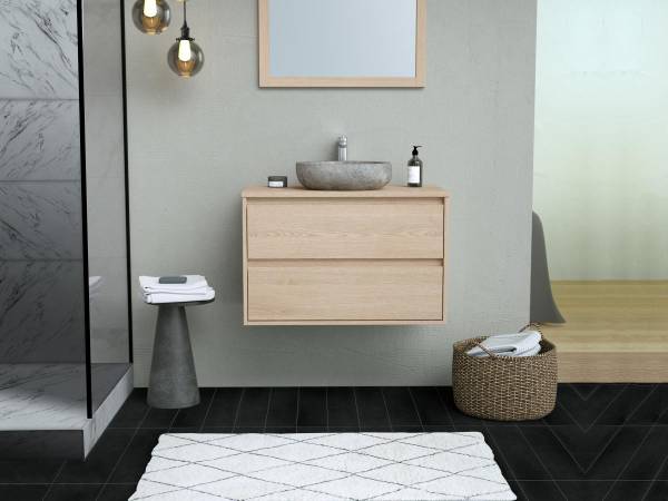 Einzelwaschtisch MILIPAM Braun - Holz teilmassiv - 45 x 50 x 80 cm