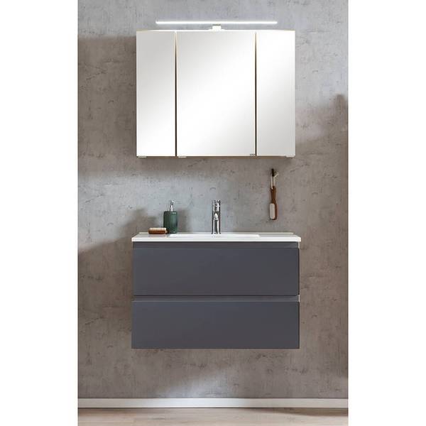 Badmöbel-Set VASTO-03-45 3er-Set Grau - Spiegelglas - 135 x 200 x 47 cm