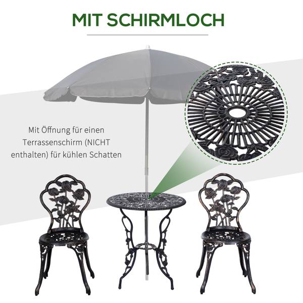 Gartenstühle 3er-Set 84B-029 Braun - Aluminium - 60 x 67 x 60 cm