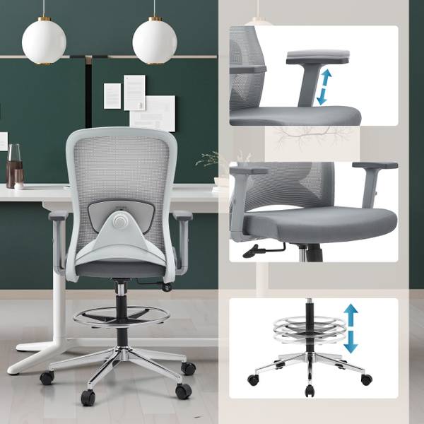 Bürodrehstuhl Top Work 44 W Grau - Polyester - 60 x 136 x 68 cm