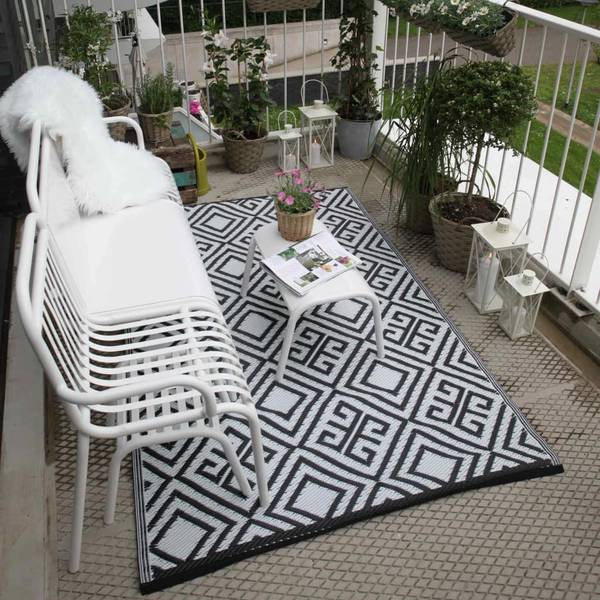 Tapis d'extérieur 423800 Schwarz - Stahl - Polyethylen - 120 x 1 x 186 cm