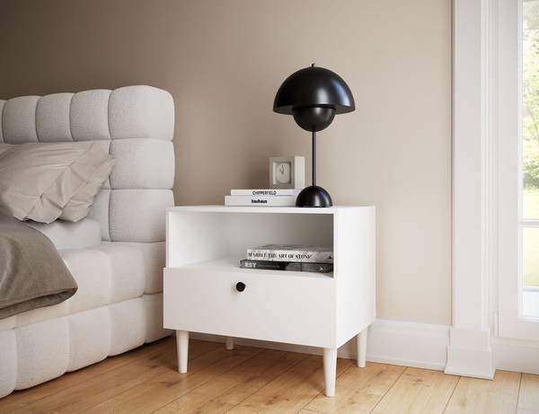 Nachttisch Savona Weiß - Holzwerkstoff - 60 x 55 x 40 cm