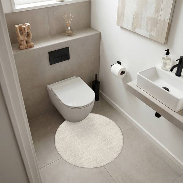 BADEMATTE Leinen Beige - Microfaser - 70 x 70 x 1 cm