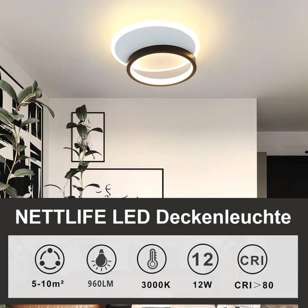 LED Deckenleuchte Baldwin Schwarz - Metall - 20 x 6 x 25 cm