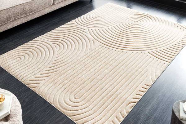 Teppich ART DECO Beige - Kunststoff - Textil