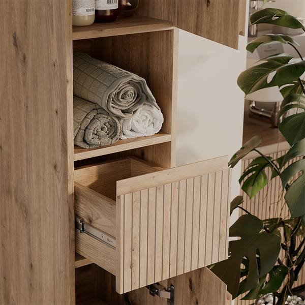 3-delige badkamermeubelset Takumi 58540 bruin - plaatmateriaal op houtbasis - 60 x 58 x 35 cm