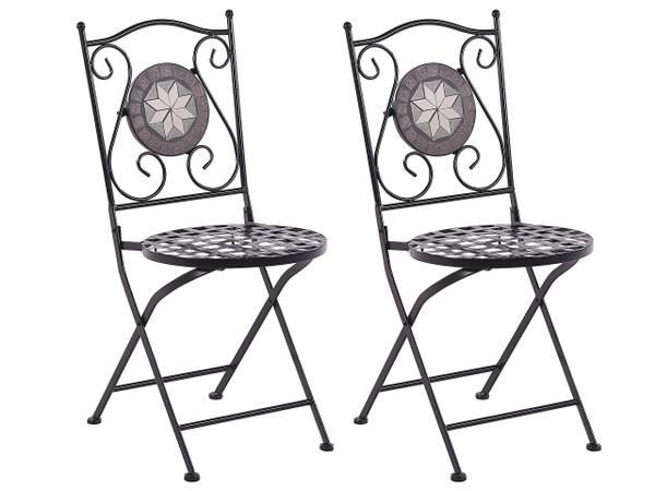 Chaise de jardin CARIATI Noir - Métal - 38 x 89 x 45 cm
